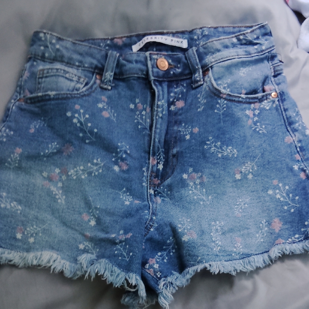 Celebrity Pink Floral Blue Jean Shorts